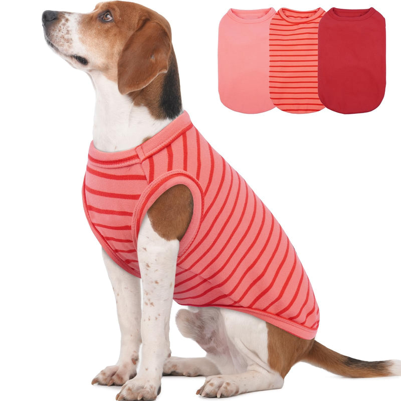 3 Pack Dog Fleece Sweaters -Red-XL, Soft Warm Tshirt | Lightweight Classic Striped Tank Top,Stretchy Vest Free Movement,Fall Strolls,Winter Warmth Red X-Large - PawsPlanet Australia