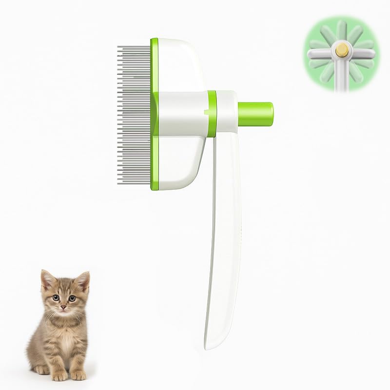 Pet Grooming Comb For Cats And Dogs, Self-Cleaning, Dual-Sided Flea And Hair Removal, Undercoat Shedding, Knotting Brush, Pet Grooming Too (Green) Green - PawsPlanet Australia