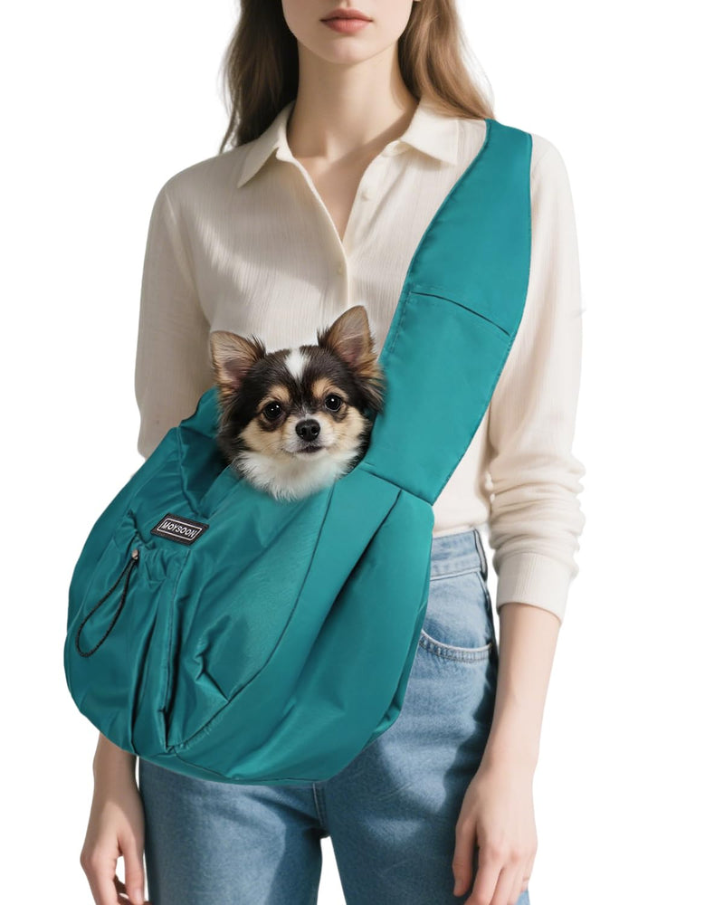 Puppy Carrier Sling - Widened and Thickened Shoulder Strap with Pocket, Adjustable Hands-Free Small Dog Carrier Sling for Outside and Daily Walks, for Small Dog and Cat 12 lbs, (Peacock Blue). Peacock blue - PawsPlanet Australia