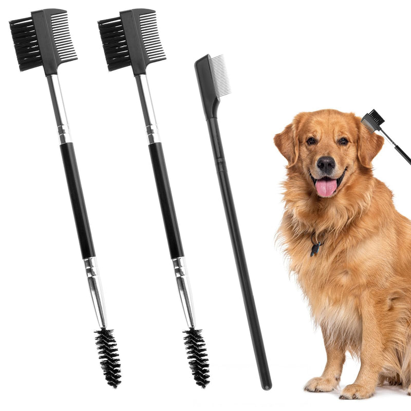 3PCS Pet Grooming Comb, Double-Head Plastic Grooming Comb, Soft Bristles Eye Cleaning Brush for Dogs, Puppies, and Cats, Facial Brush for Gently Removing Tear Stains, Mucus, Crusts, Boogers and Fleas - PawsPlanet Australia