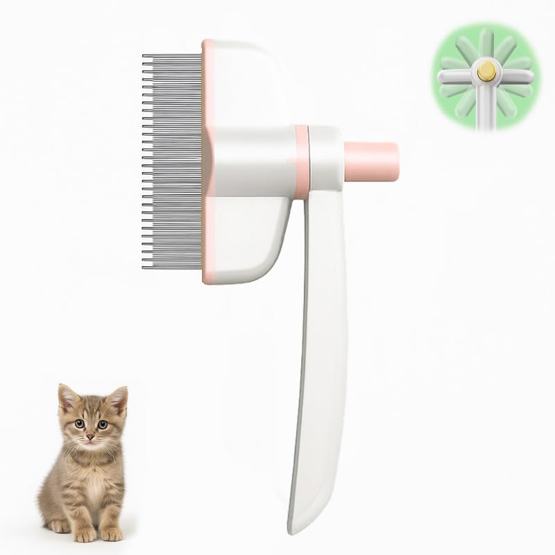 Pet Grooming Comb For Cats And Dogs, Self-Cleaning, Dual-Sided Flea And Hair Removal, Undercoat Shedding, Knotting Brush, Pet Grooming Too (Pink) Pink - PawsPlanet Australia