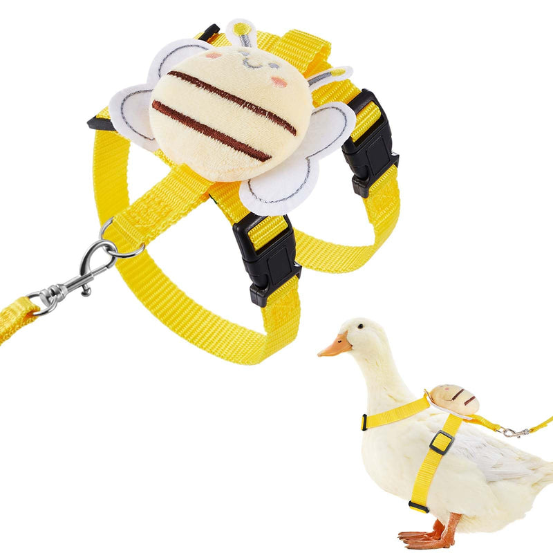 Duck Harness Leash Set Duck Harness and Leash for Real Ducks Adjustable Walking Rope Pet Cute Pattern Outdoor Traction Rope for Chicken Rabbit Small Animals(M,Bee) M Bee - PawsPlanet Australia