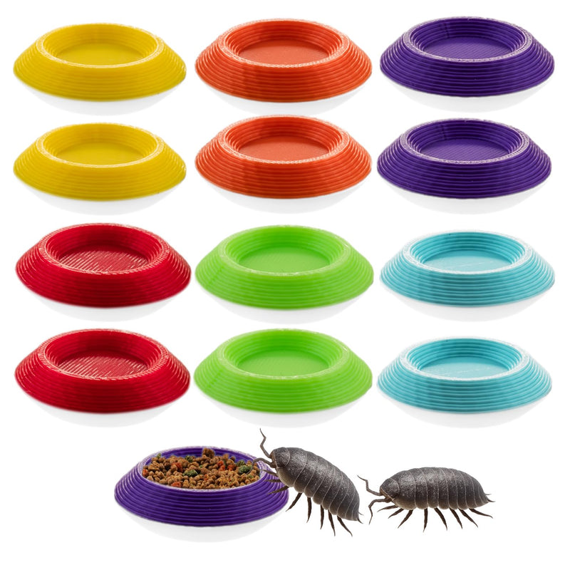 12pcs Isopod Feeder Bowls, Tiny Feeding Dish for Isopods, Springtails, Dubia Roaches, Dwarf Invertebrates – Colorful Food Dishes for Terrariums and Enclosures - PawsPlanet Australia