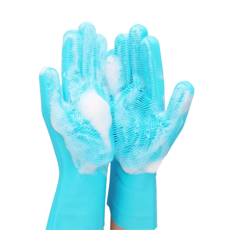 Pet Grooming Gloves, Heat Resistant Silicone Gloves，Silicone Hair Removal Mitt for Dogs and Cats,Cat Bathing Gloves ，Cat and Dog Massage Products， Blue。 - PawsPlanet Australia