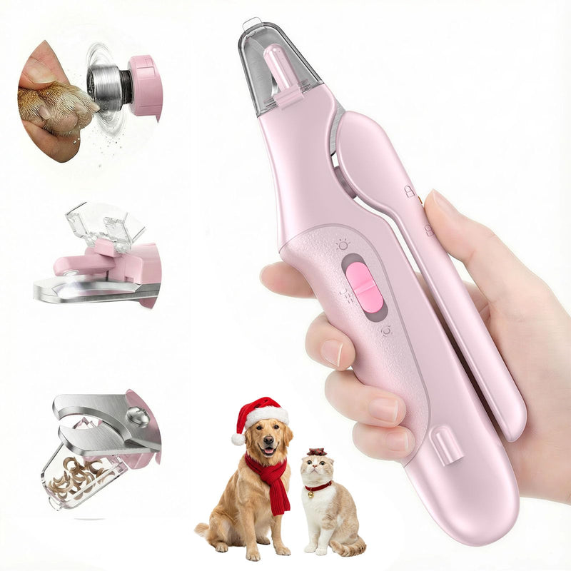 2 in 1 Dog Nail Clippers & Cat Nail Clippers Trimmers for Large Medium Small Dogs Cats Claw Trimmer Quick Sensor and Safety Guard USB Rechargeable Dogs Nail Trimmer with Catcher & 2 LED Lights Pink