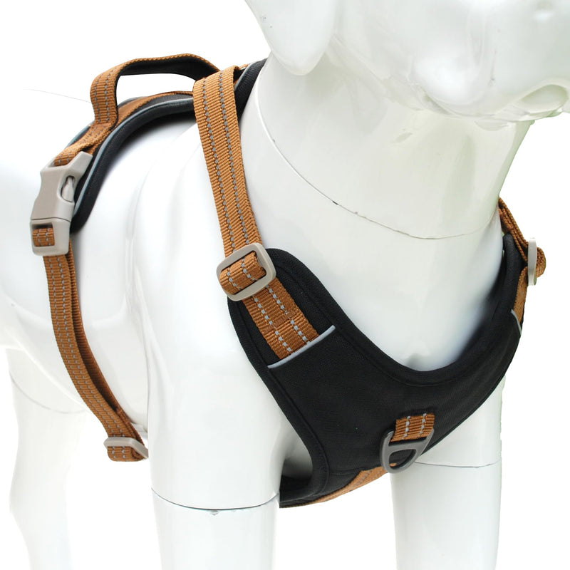 No Pull Reflective Black Dog Harness with Easy Control Handle, Soft Padded Mesh Liner, Adjustable Dog Vest Harness for Large Medium Small Dogs (Black, M) - PawsPlanet Australia