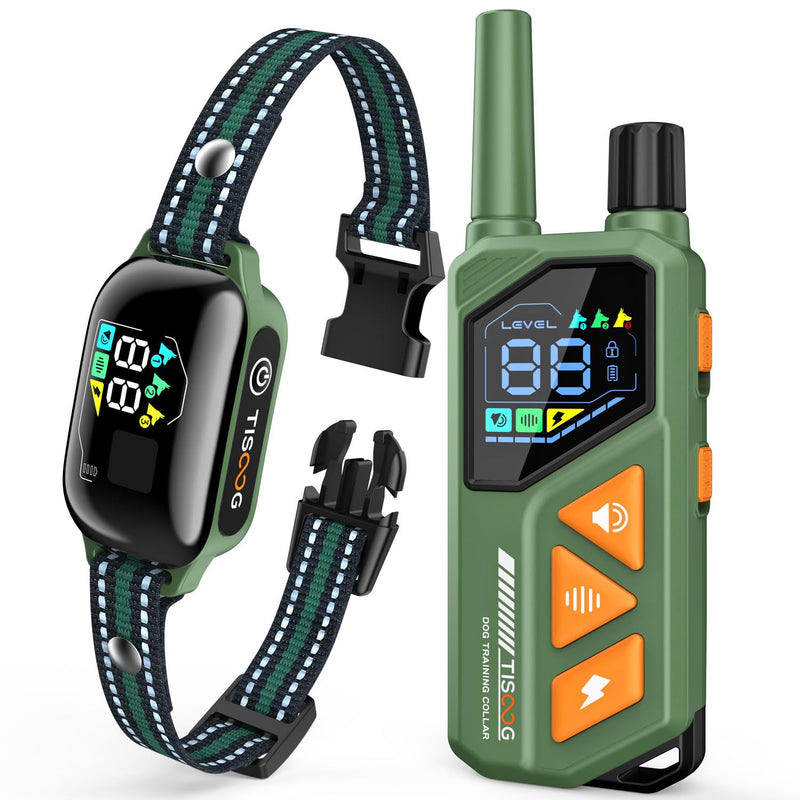 Dog Shock Collar - 3300FT Dog Training Collar with Remote, IPX7 Waterproof Electric Dog Collar with 4 Training Modes, Security Lock, Rechargeable E-Collar for Small Medium Large Dogs (Green) Green - PawsPlanet Australia