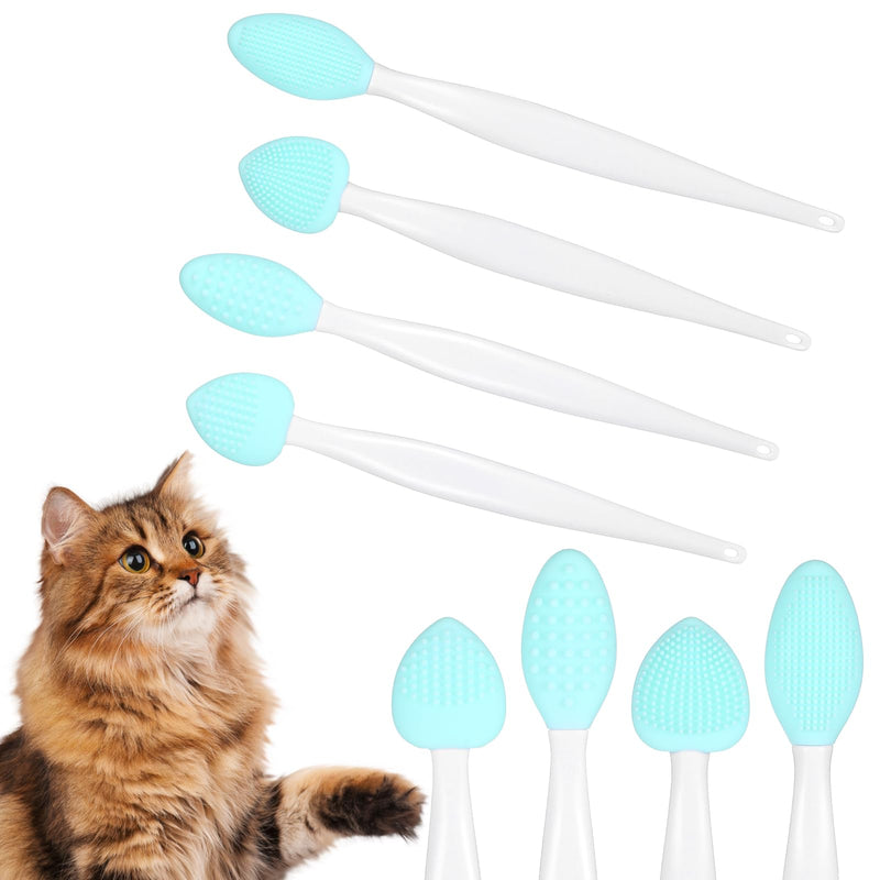 8Pcs Cat Acne Brush Pet Black Seed Brush for Cat Grooming Essentials Soft Silicone Double-Sided Scraper for Chin Acne and Cleaning Cats Exfoliation Removing Tool Can Hung With Rope (Green) - PawsPlanet Australia