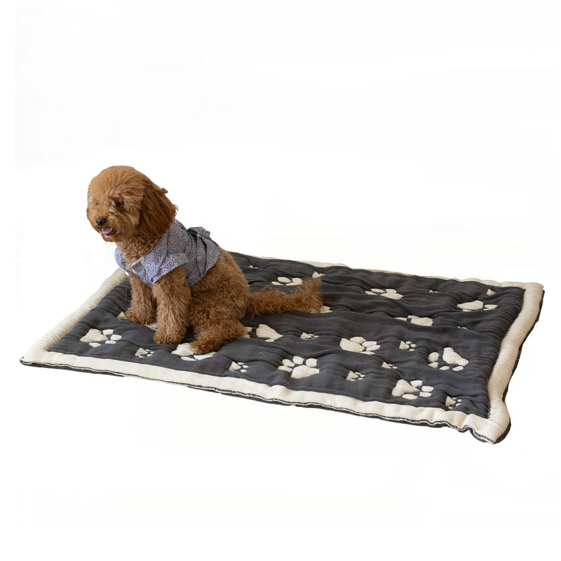 PetMat in Charcoal Harbor Mist | Organic Cotton Crate Pad for Small Dogs & Cats | Reversible & Seamless | Soft 3D Knit | Washable Pet Mat | Stylish 16x24 Pad for Crates & Nurseries 16X24 In - PawsPlanet Australia