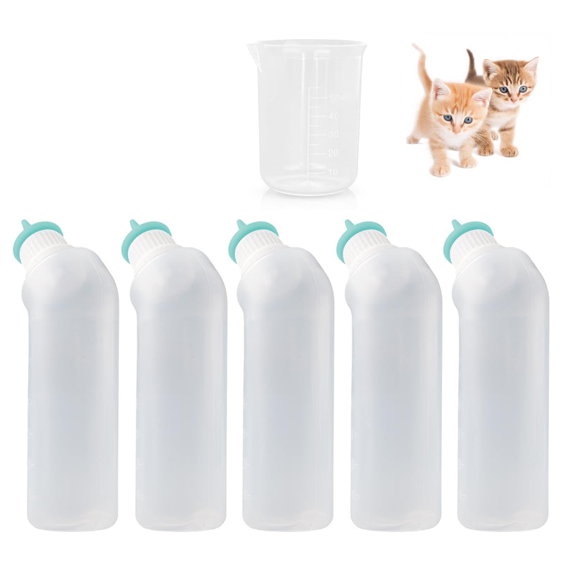 5Pack Kitten Bottle for Nursing Puppy Milk Kitten Bottles Feeding Kit Silicone Nipple for Newborn Pets Kittens, Puppy,Squirrel (Green) - PawsPlanet Australia