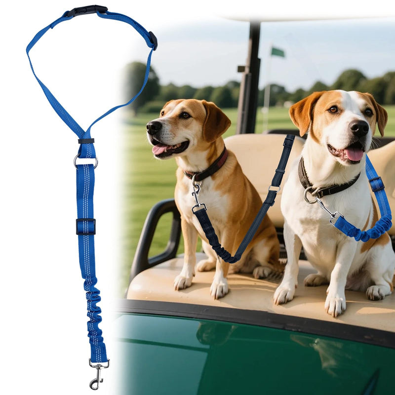 Dog Seat Belt Tether for Golf Cart, Adjustable Golf Dog Collar Leash for Car, Pet Dog Seat Belt Harness for Golf Cart Pet Safety Protection to Prevent Accidental Injury (Blue) Blue - PawsPlanet Australia