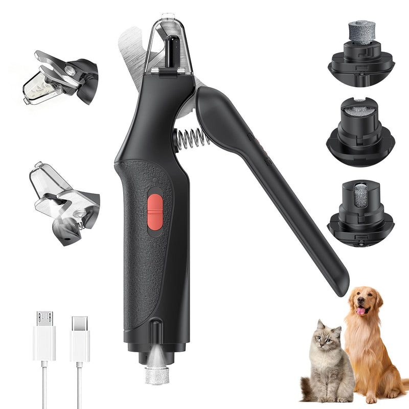 2 in 1 Dog Nail Clippers and Grinder with Lights & Cat Nail Clipper for Large Medium Small Dogs Cats Nail Trimmers USB Rechargeable with 2 LED Lights Dog Claw Care for Non-Black Nails 6th Generation Black - PawsPlanet Australia