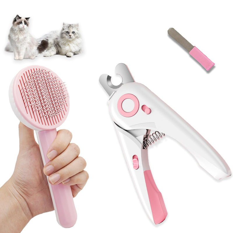 3PCS Pink Cat Grooming Kit, Nail Clipper Trimmer and Nail File, Brush for Shedding, Comb for Long Haired Cats, Pet Supplies and Essentials, Gifts for Cat Lover - PawsPlanet Australia