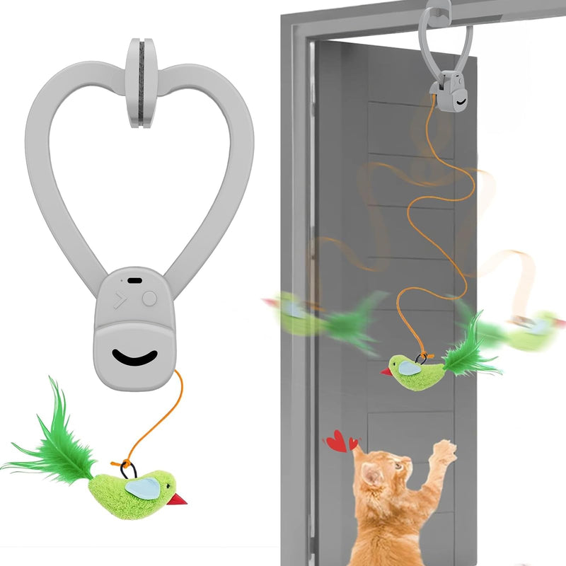 Interactive Cat Toys for Indoor Cats Automatic Electric Flying Bird Feather Cat Toy - Best Kitten & Adult Cat Enrichment Toy Hanging Electric Kitty Toys for Bored Cats Gray Generation 2 - PawsPlanet Australia
