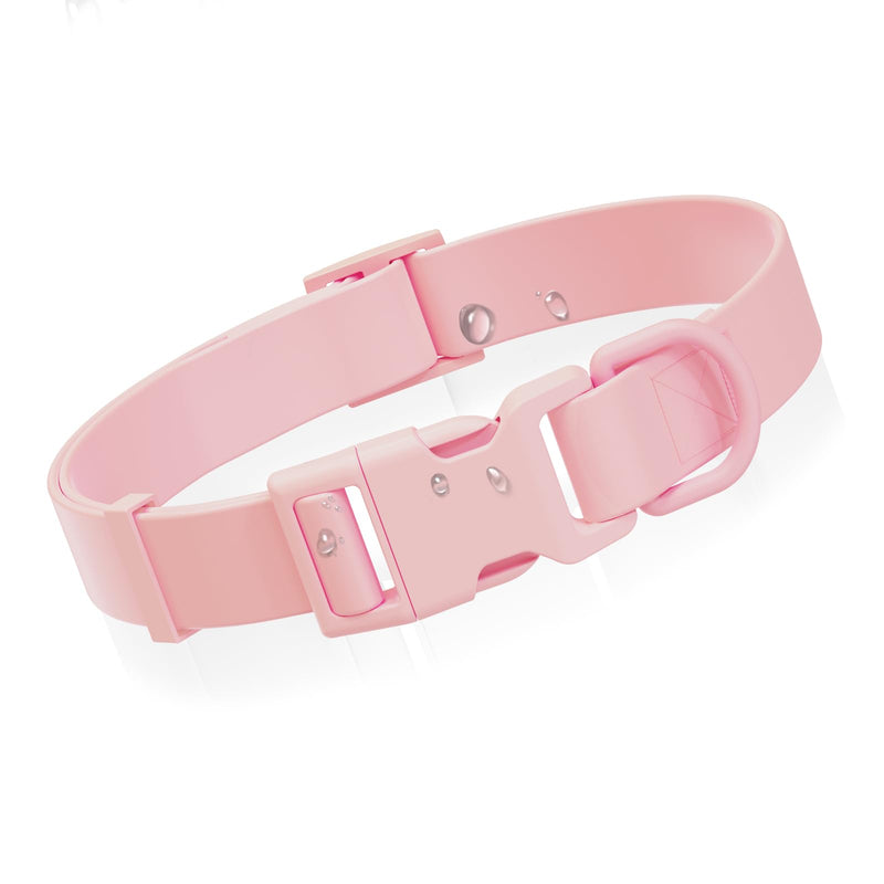 Waterproof Dog Collar, Rubber Adjustable Collars with Quick Release Buckle, Odor-Resistant, Easy to Clean Pet Collars for Small Medium or Large Dogs (Pink, M 11.8-18.5 inch) (M 11.8-18.5 Inch) Pink - PawsPlanet Australia