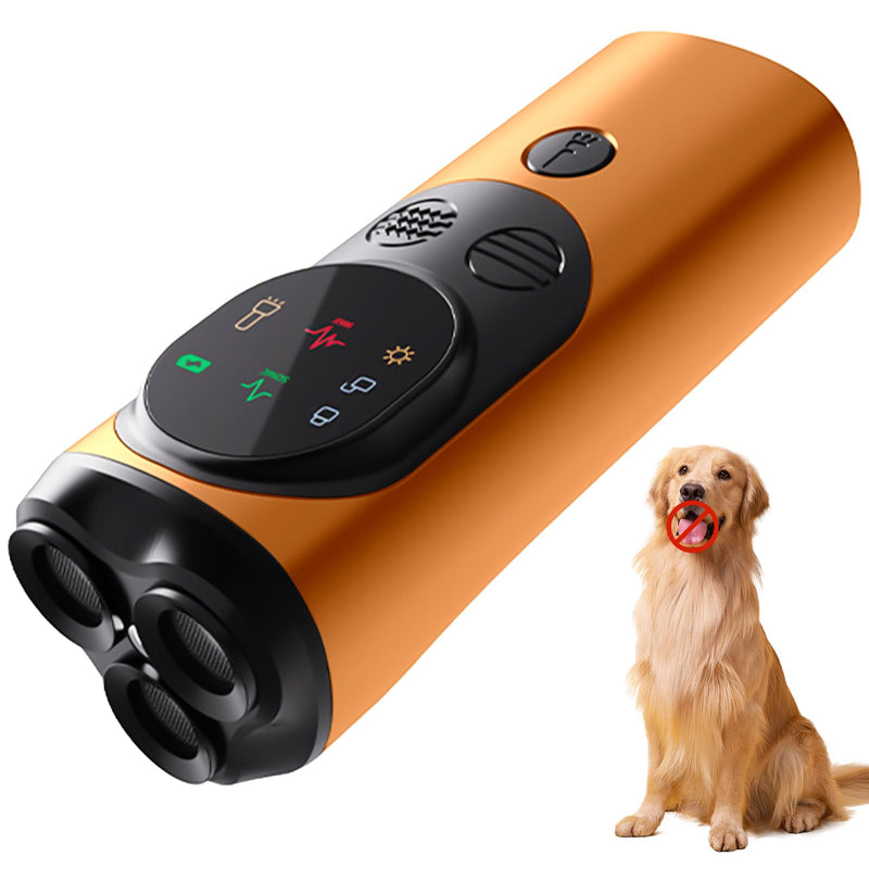 2025 Ultrasonic Dog Bark Deterrent Devices with 3 Emitters & SOS Flashlight, Humane Anti-Bark Trainer, 50FT Range, 90-Day Battery, Multi-Mode Rechargeable Dog Deterrent for Indoor & Outdoor Use Orange - PawsPlanet Australia