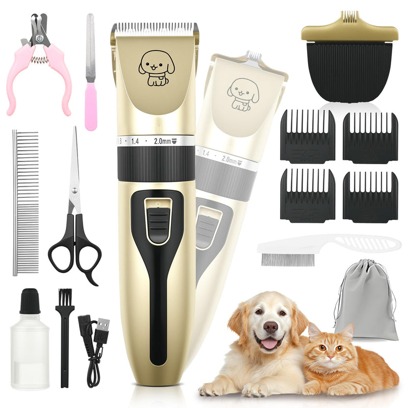 Dog Grooming Kit, Cordless Dog Clippers, Electric Shaving, Low Noise Rechargeable Dogs Hair Trimmer, with a Shaving Head for Feet, Suitable for Cats and Dogs, 2000MA - PawsPlanet Australia