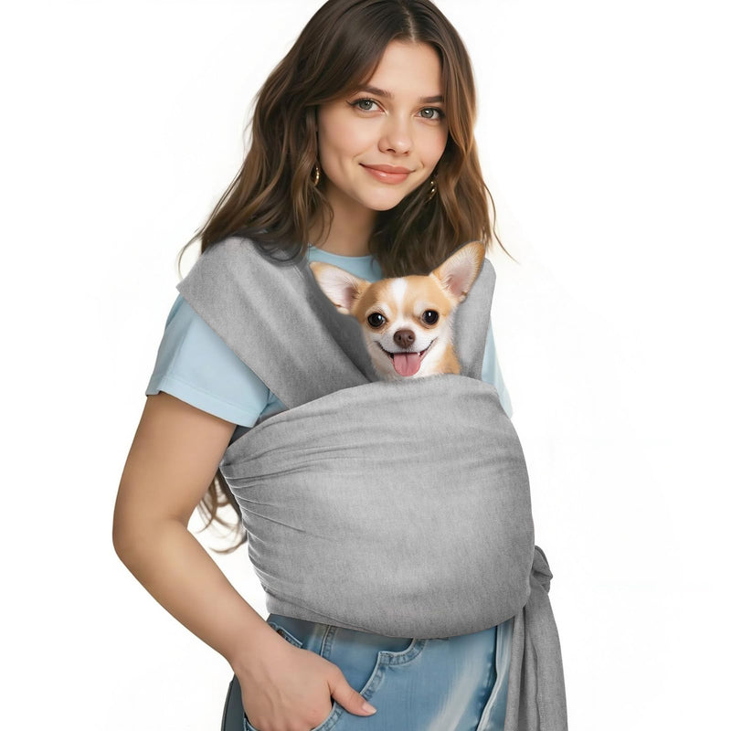 Pawaboo Pet Sling Carrier for Small Dogs and Cats, Hands Free Dog Carriers Sling, Anti-Anxious Soft Cotton Front Facing Cat Carrier Papoose, Puppy Kitten Pouch Reduce Back Neck Pain, Gray - PawsPlanet Australia