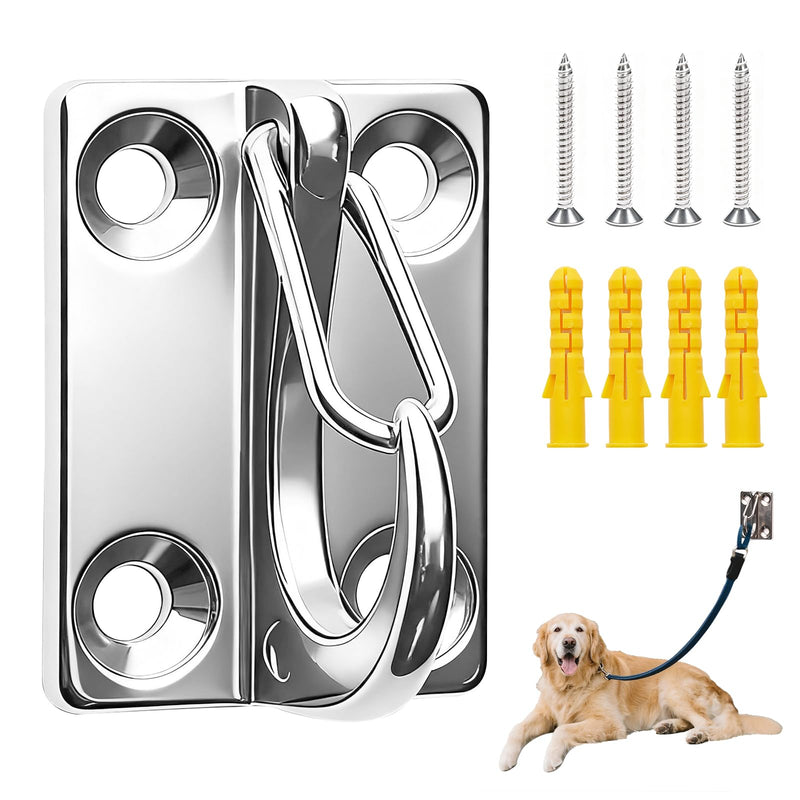 Dog Leash Hooks for Wall, Heavy Duty Stainless Steel Wall Mounted Pet Hook, Dog Leash Holder for Indoor Outdoor Yard Silver - PawsPlanet Australia