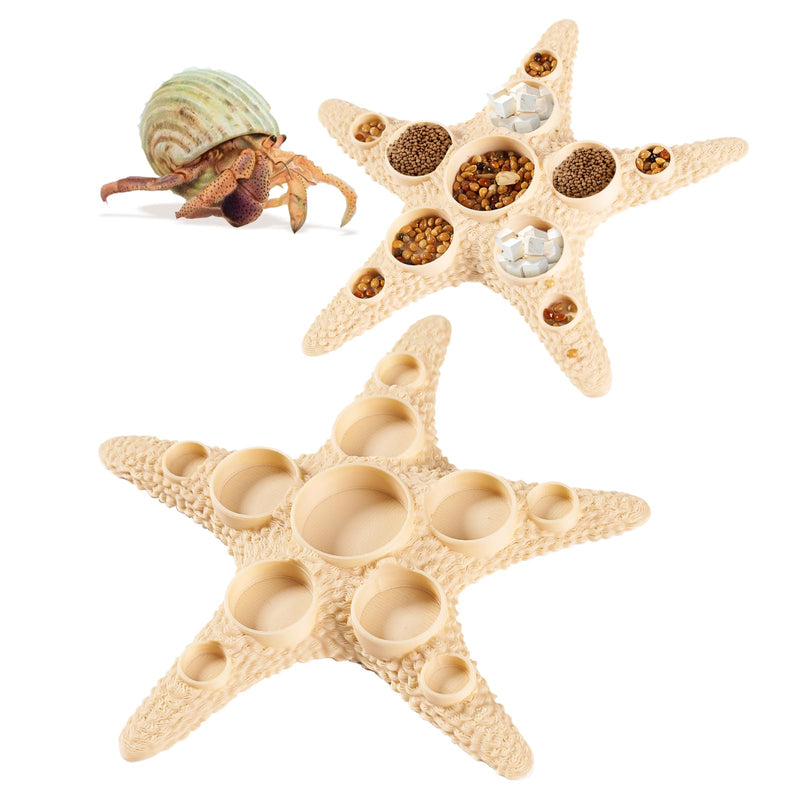 11 Grids Hermit Crab Food Dish, 2 Pack Starfish Shape Hermit Crab Food Bowl, Reptile Water Dish Tank Accessories Beige - PawsPlanet Australia