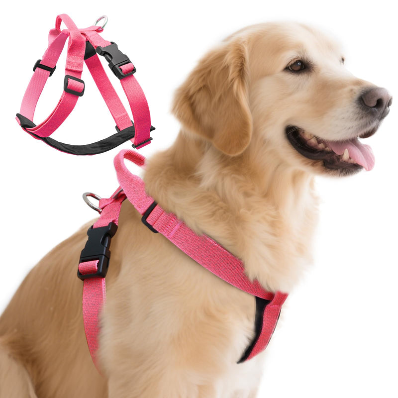 Galaxy Reflective Dog Harness,Adjustable 4-Point Fit,Anti-Pinch Buckles,Back-Clip Control & Emergency Handle,Velvet Lined for Small, Medium and Large Dogs, (Pink, L) L (Chest 31’’-39’’) Pink - PawsPlanet Australia