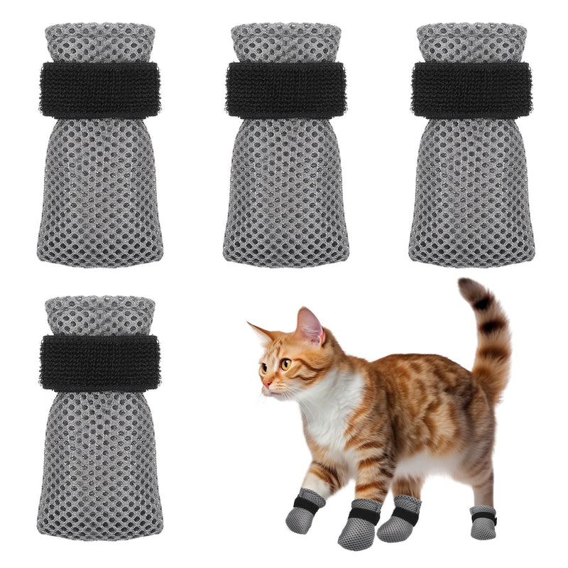 4 Pcs Cat Mittens to Prevent Scratching Adjustable Cat Claw Protectors Covers Mesh Breathable Cats Shoes Kitten Shoes Socks Booties Anti Scratch Kitten Foot Covers for Pet Bathing Cutting Nails - PawsPlanet Australia