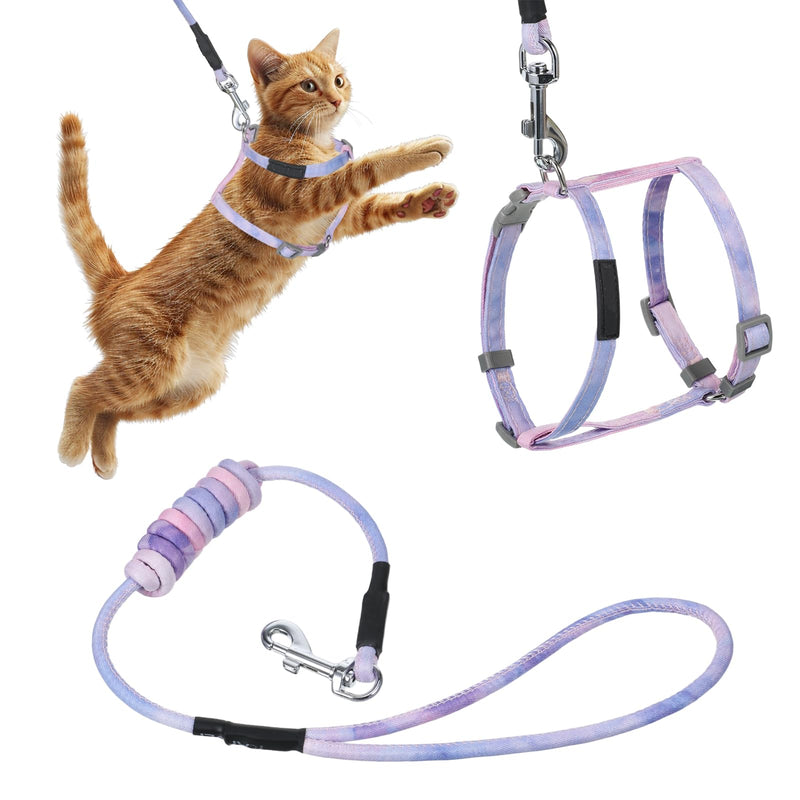 Cat Harness and Leash Set, Escape Proof Comfortable Soft Kitten Harness for Safe Walking and Travel, Adjustable Easy to Wear for Small Medium Cats(Gradient Purple) - PawsPlanet Australia