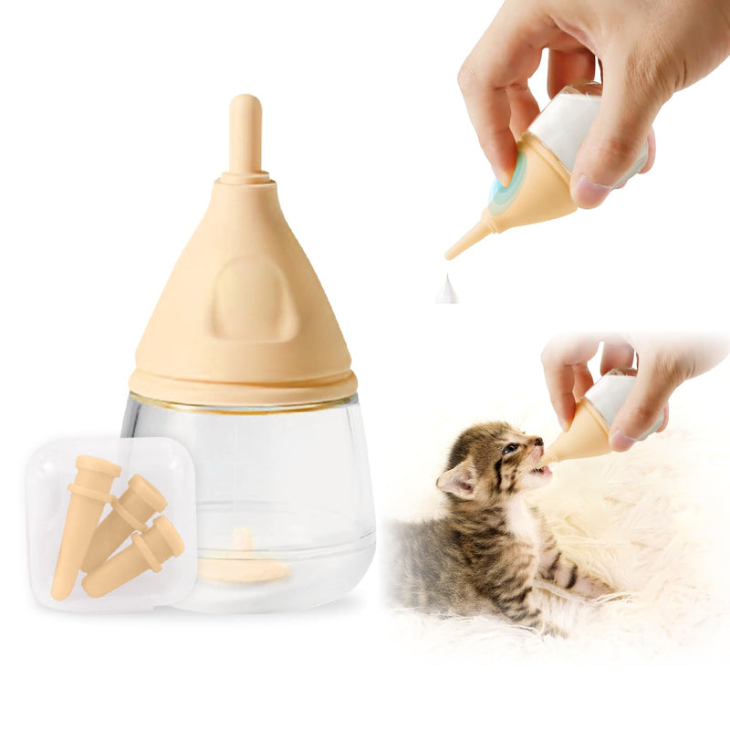RockTech Ergonomic Kitten Bottle Feeding kit, Puppy Bottles for Nursing Puppy Milk -40ml Anti-Choking Slow Flow Nursing Bottle for Newborn Kittens/Puppies/Small Animals,Silicone Feeder(Yellow) Yellow - PawsPlanet Australia
