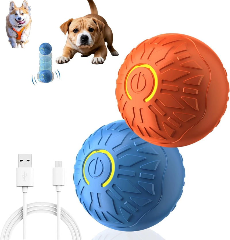 Interactive Dog Ball, Activated Automatic Rolling Ball for Dog, Self Moving Vibrating Smart Jumping Automatic Moving Bouncing and Rotating Balls for Pets (Blue/Orange) Blue/orange - PawsPlanet Australia