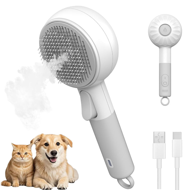 Cat Steam Brush, Cat and Dog Steam Brush, for Shedding with Release Button, 2 Speed Adjustable Spray USB Rechargeable Pet Grooming Supplies, for Dogs and Cats Pet Hair - PawsPlanet Australia