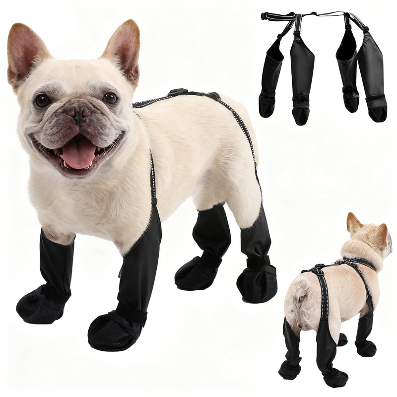 BECEMURU Dog Rain Boots for Small Dogs, Dog Shoes for Hot Pavement, Waterproof Anti-Slip Paw Protector with Adjustable Strap, Keep Paws Clean & Dry During Summer Rain, Perfect for Outdoor Walking(S) S-Paw Width：＜2.4"