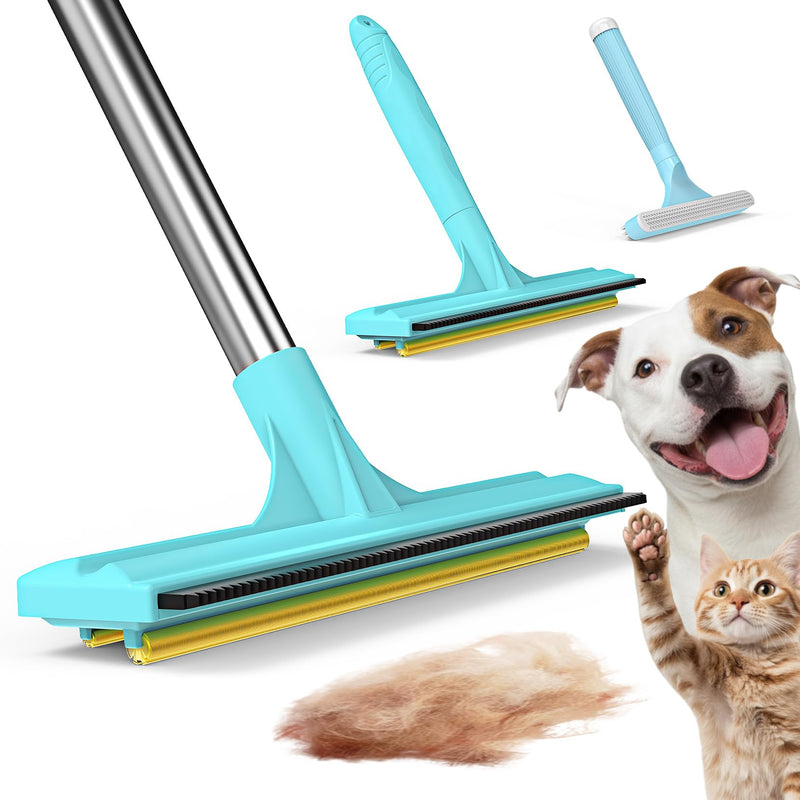 3 In 1 Carpet Rake for Pet Hair Removal Tool with Long & Short Handle and Rubber Detail Brush, Carpet Brush for Pet Hair, Deep Cleaning Pet Hair Removal Broom for Carpets Couches Rug Furniture - PawsPlanet Australia