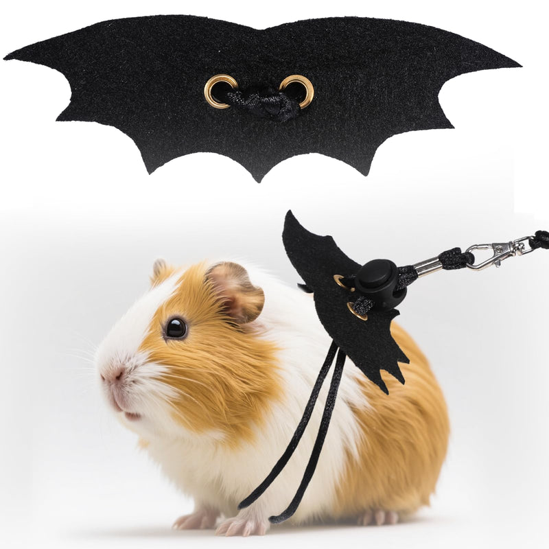 Guinea Pig Harness and Leash, Small Guinea Pig Clothes Cute Bat Hamster Leash and Harness Set for Guineas Pigs, Hamster, Ferret and Other Small Animals (Black, S) - PawsPlanet Australia