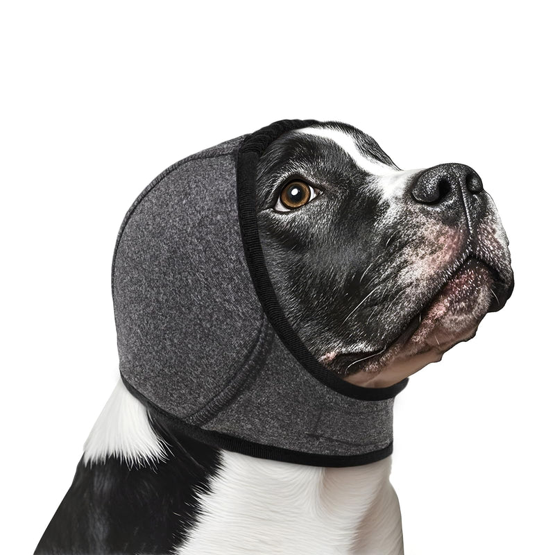 NACOCO Dog Calming Hoodie - No Shake Water Resistant Ear Wraps for Dogs Anxiety Relief & Noise Protection Dog Head Wrap Pet Ear Cover Muffs for Swim Bathing Hematoma(Dark Grey, L) Dark Grey - PawsPlanet Australia