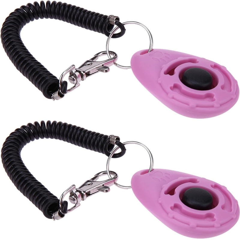 2pc Pink Clicker Easy to Use with Button Dog Training Accessories Strong and Long-Lasting,Behavior Aids - PawsPlanet Australia