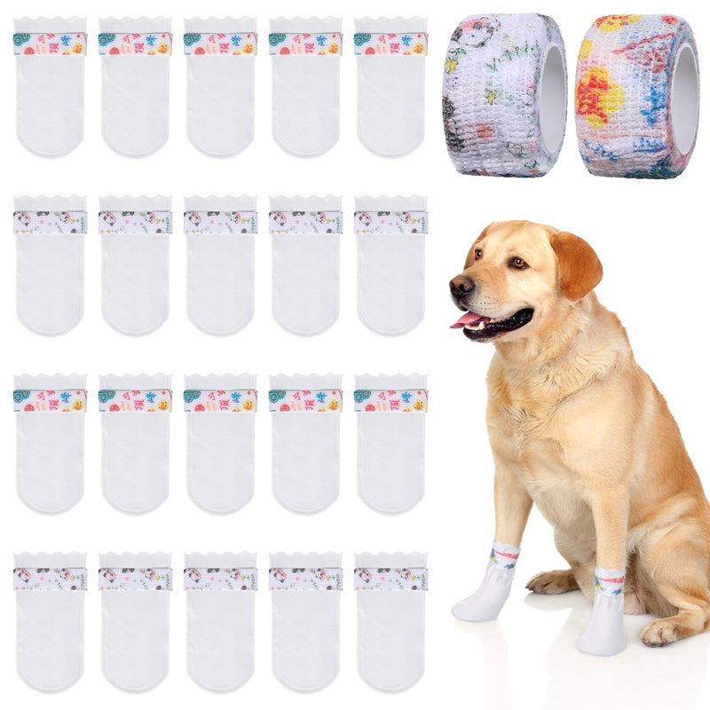 20Pcs Disposable Dog Booties for Paw Protection Self-Adhesive Waterproof Adjustable Straps Dog Shoes for Indoor & Outdoor Walking Hiking Feet Covers - PawsPlanet Australia