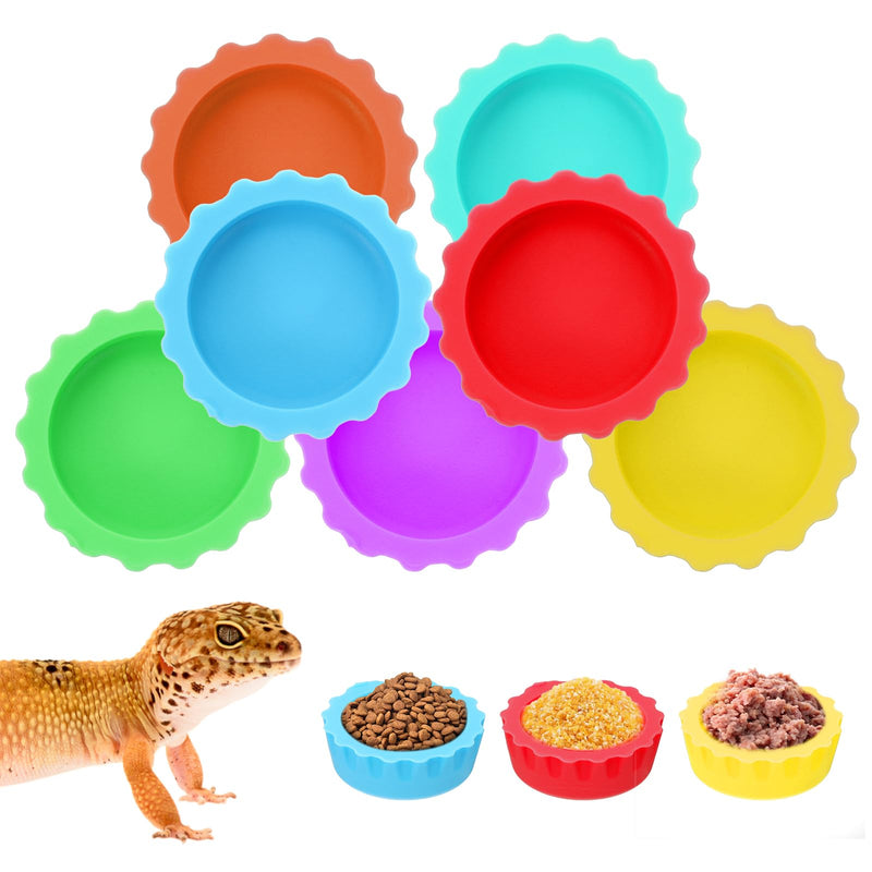 7 Pack Crested Gecko Food Dish Reusable Small Crested Gecko Food Cups Water Feeding Cup Bowl Colorful Silicone Reptile Feeding Cups for Tortoise, Small Pet and Crab - PawsPlanet Australia