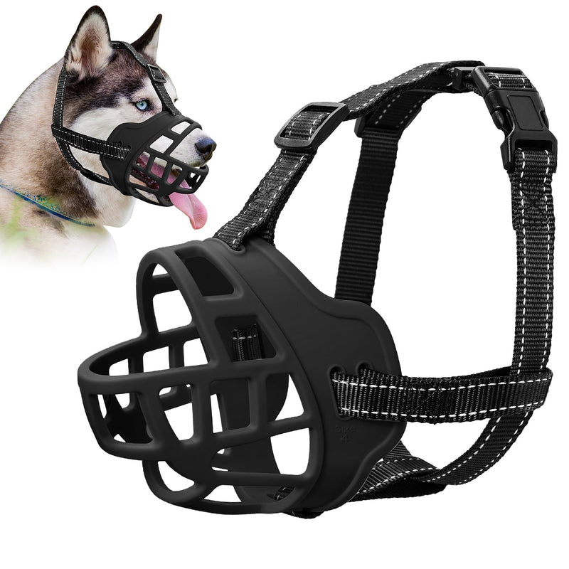Dog Muzzle for Large Sized Dog - Medium Sized Dogs, Small Basket Muzzle to Prevent Biting - for Barking, Breathable, Allows Panting Drinking, Suitable for Grooming Training. (Black, 6) BLACK - PawsPlanet Australia