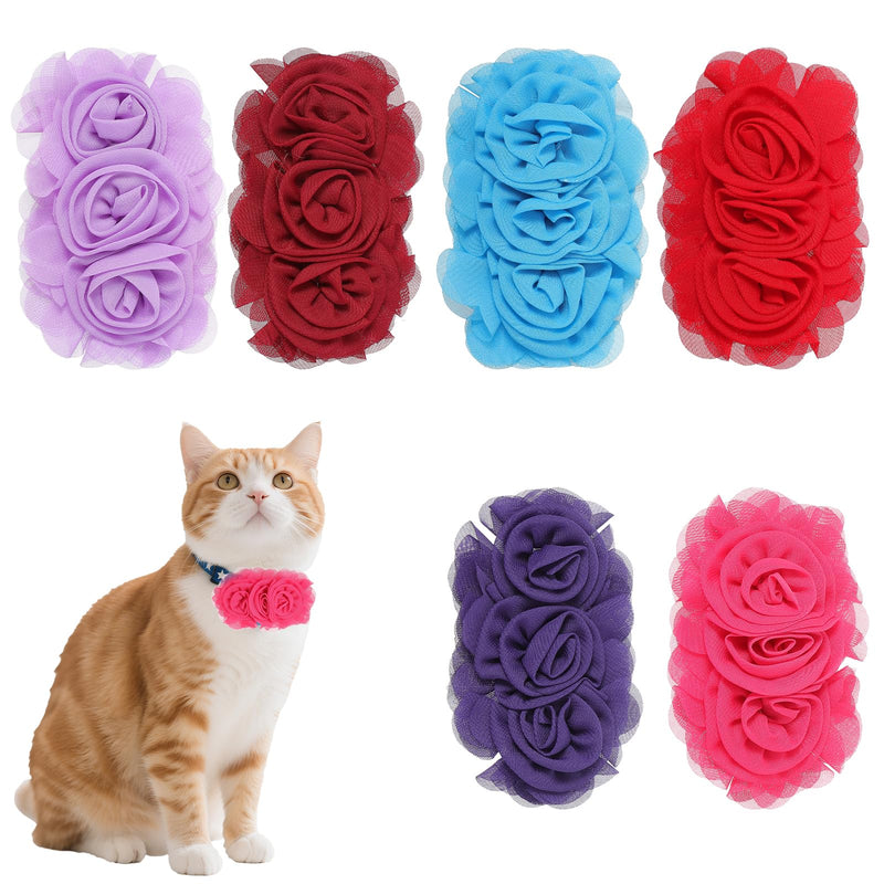 6Pcs Large Flowers Dog Collar, Dog Collar Flowers Charms Attachment Neck Bows Sliders Flower Bow for Female Small Medium Big Puppy Cat Rabbit Pet Grooming Accessories Wedding Birthday Party - PawsPlanet Australia