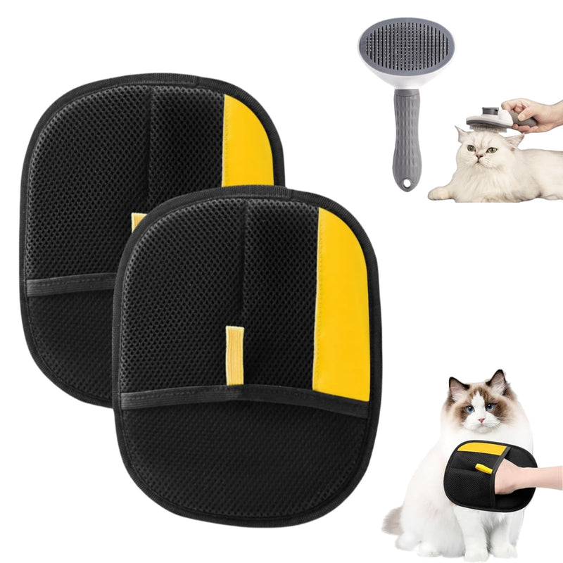 Pet Hair Removal Glove for Cats & Dogs, 2Pcs Newly Upgraded Electrostatic Pet Hair Remover Gloves, Reusable Magic Brush Pet Hair，Pet Hair Remover for Laundry, Couch, Carpet, Car Seat - PawsPlanet Australia