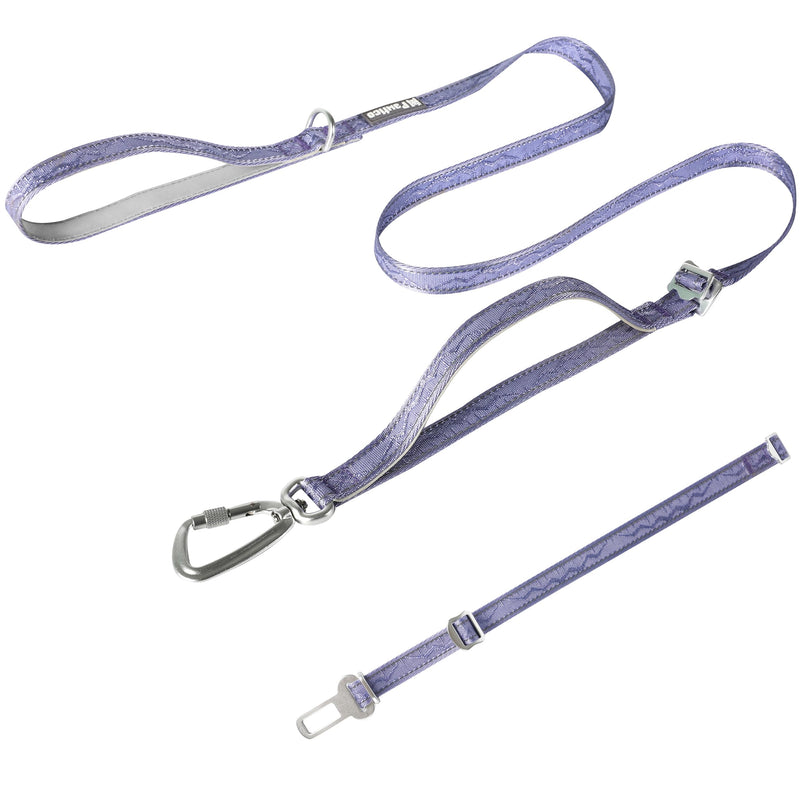 Aluminum Dog Leash 3-in-1 with Car Seatbelt Clip, Ultra-Lightweight 5ft Lead with Padded Traffic Handle – Durable for Small, Medium & Large Dogs(Lavender Purple, M：Width 3/4" Length 5') Lavender Purple M：Width 3/4" Length 5' - PawsPlanet Australia