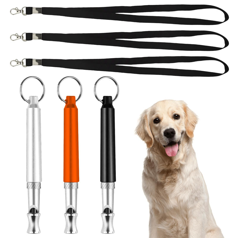 3 Pack Dog Whistle Training, Adjustable Volume Dog Whistle with Lanyard(Black,White and Orange) - PawsPlanet Australia