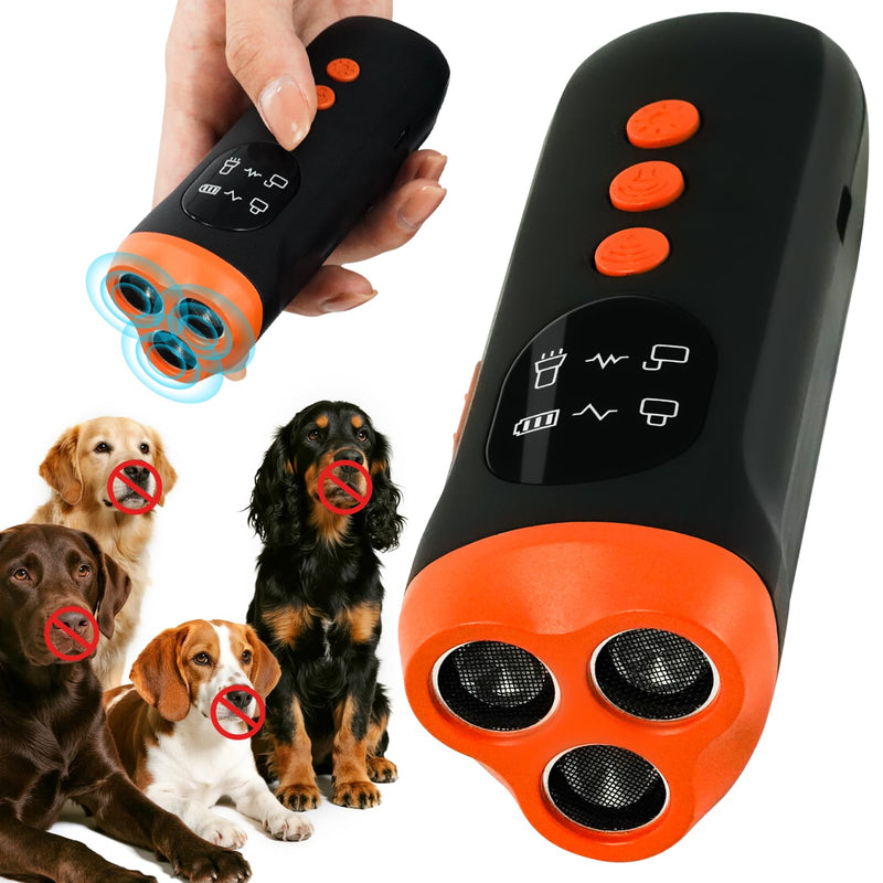 Ultrasonic Dog Bark Deterrent Device 3X Ultrasound Anti Barking Device Safe for All Dogs Training Tools Up to 50ft for Indoor Outdoor with Flashlight Rechargeable Training Device - PawsPlanet Australia