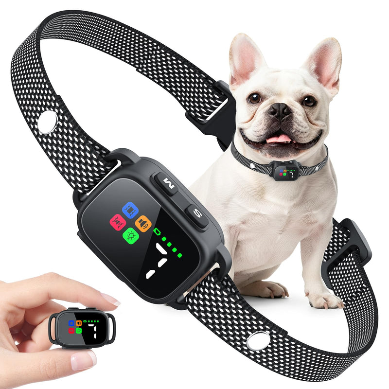 Dog Bark Collar for Small Medium Large Dogs, Rechargeable Smart Training Collar with Beep & Vibration, 7 Adjustable Sensitivity Levels, Ultra-Light 0.08lbs, IPX6 Waterproof, Long-Lasting Battery - PawsPlanet Australia