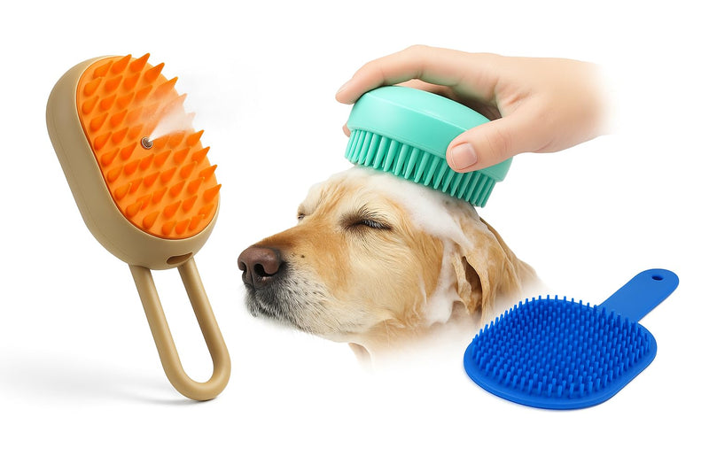 Set of 3 Pet Grooming Combs 2025– Brushes for Dogs and Cats – Hair Removal, Massage & Detangling – Non-Slip and Gentle on All Hair Types