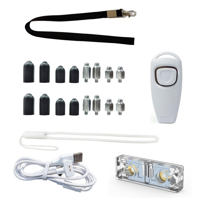 Dog Training Supplies Whistle and clicker Set. Accessories Include Silicone Pads and Charging Cable.