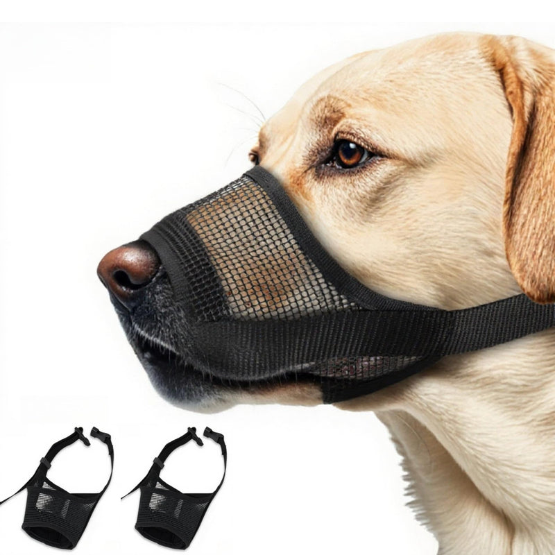 2 Pack Breathable Dog Muzzle - Soft Mesh Dog Mouth Guard with Comfortable Nose Protection, Adjustable Pet Safety Muzzle for Medium Large Dogs, Prevents Biting Barking (Black, Medium) Black - PawsPlanet Australia