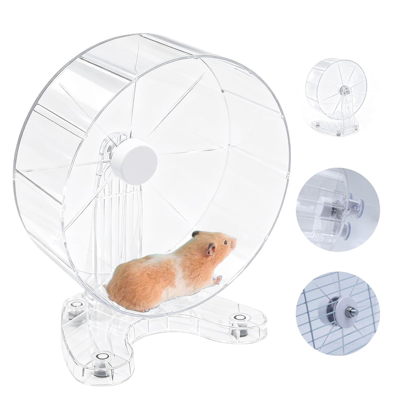 Hamster Wheel, 8.7" Super-Silent Exercise Wheels, Dual-Bearings Quiet Spinner Running Wheels, 3 Installation Methods, Fits Any Hamster Cage, Hamsters Toy for Dwarf Hamsters, Gerbils, and Small Pets. Transparent Large - PawsPlanet Australia