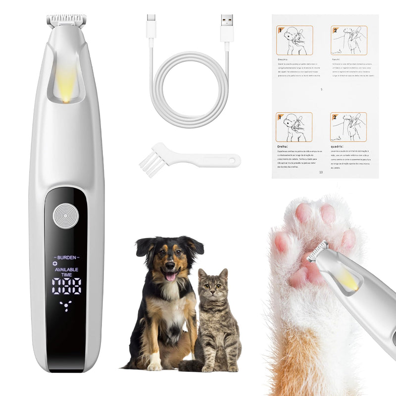 Pet MicroPrecision Trimmer, 2025 Upgraded Dog Paw Trimmer with LED Light, Low Noise Waterproof Rechargeable Paw Hair Trimmer,Rechargeable Clipper for Dogs Cats Trimming Paws, Eyes, Ears, Face, Rump - PawsPlanet Australia