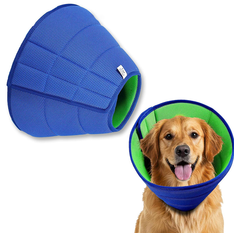 Adjustable Spay/Neuter Recovery Neck and Head Collar, Soft Dog Tapered Collar for Large/Medium/Small Pets (Blue, L) Blue - PawsPlanet Australia